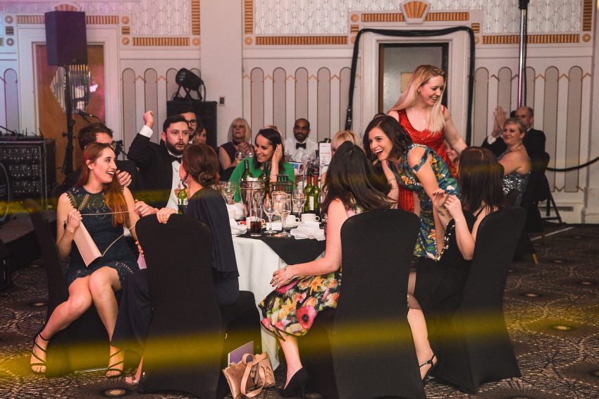 The photo shows a candid image of several members of the Harris Creative team at the CIPR awards.